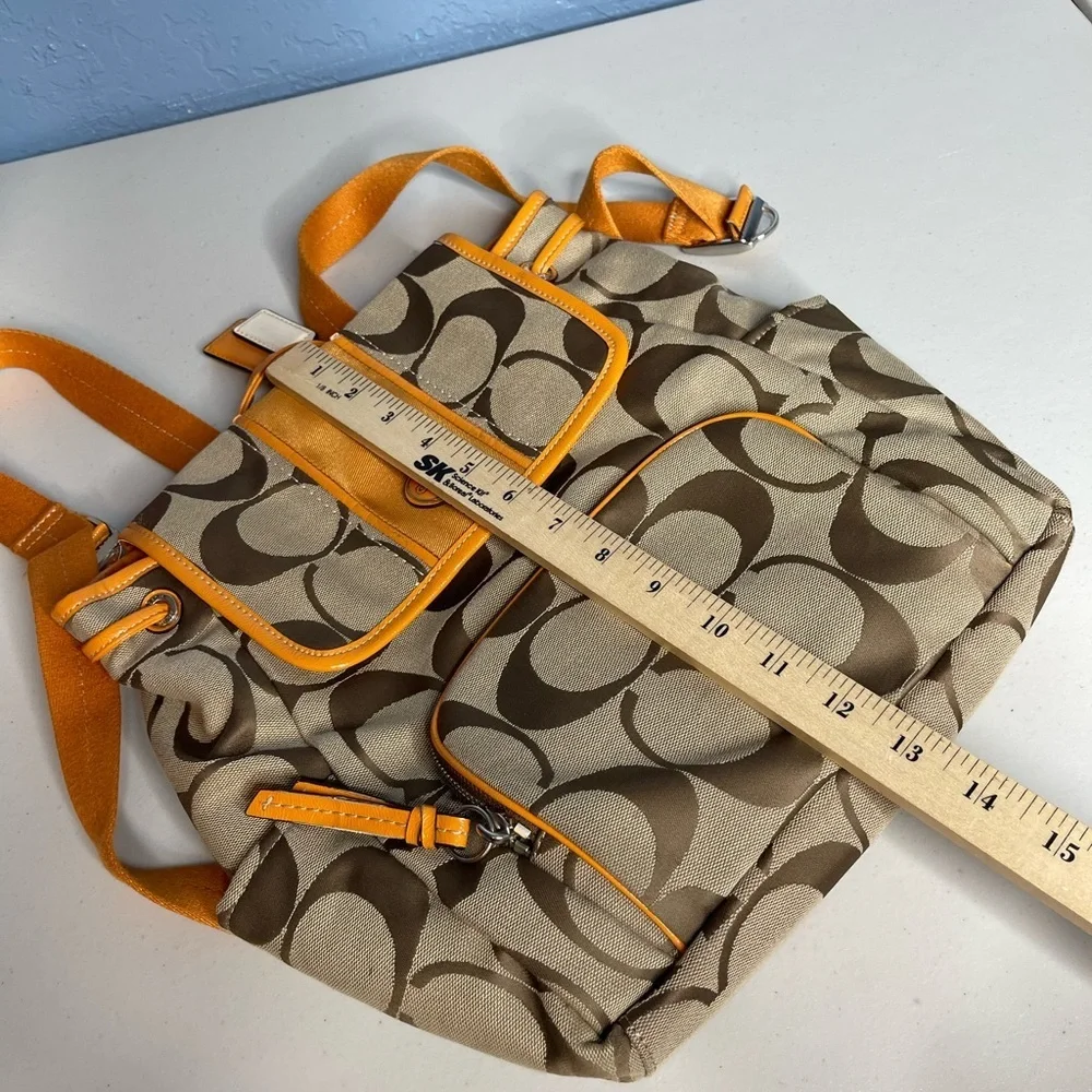 Coach signature pumpkin orange/ Tan adjustable Backpack and Wallet Set with tags